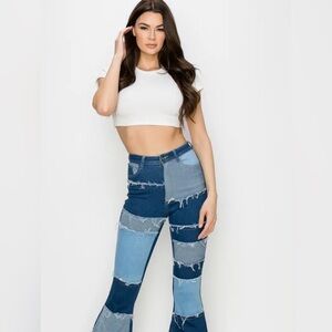 Bell bottom flare patch jeans-X-large NWOT